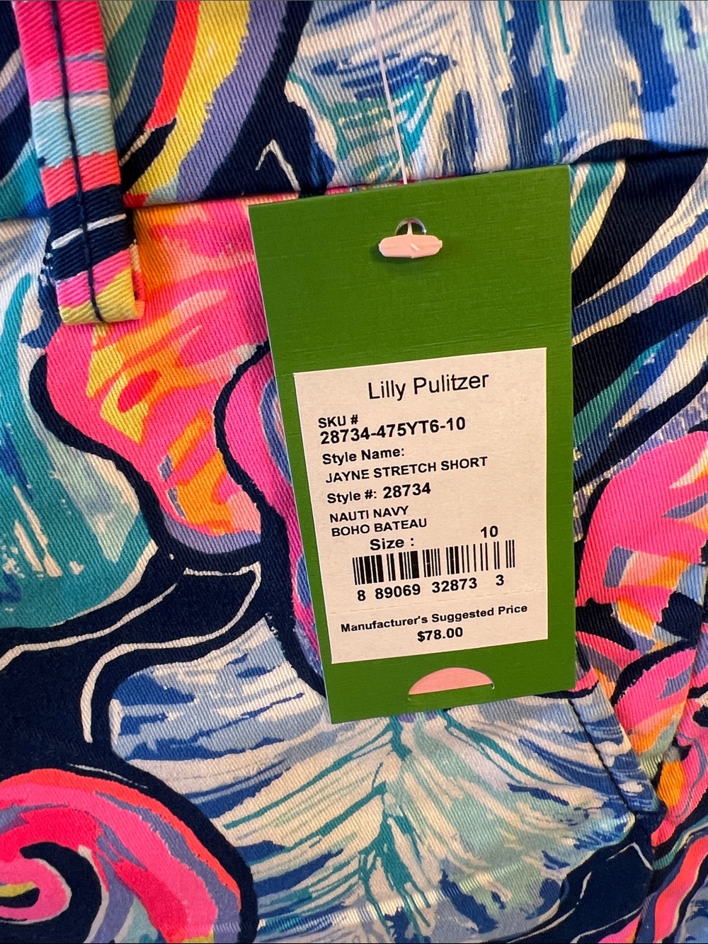 NWT Lilly Pulitzer Navy Multi Floral Print Bermuda Shorts - Picture 2 of 8